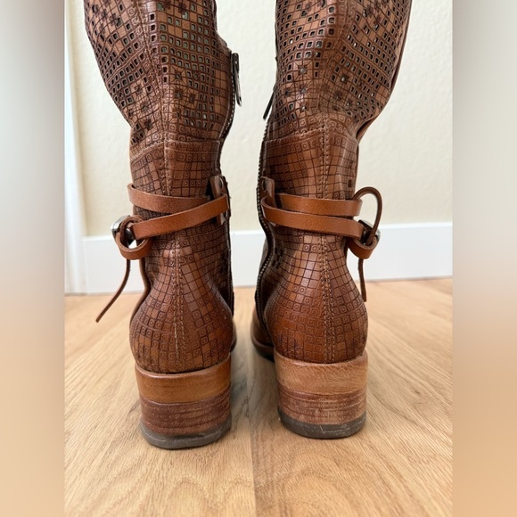 A.S. 98 Gene Boho Brown Leather Perforated Knee High Boots Size EU 37 | US 6.5-7 - Picture 7 of 14